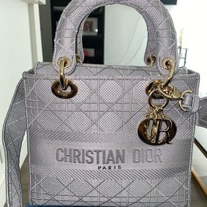 Gray Dior Medium Lady D-Lite Bag